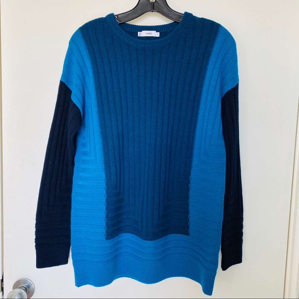 Vince Colorblock Intarsia Wool Cashmere Sweater